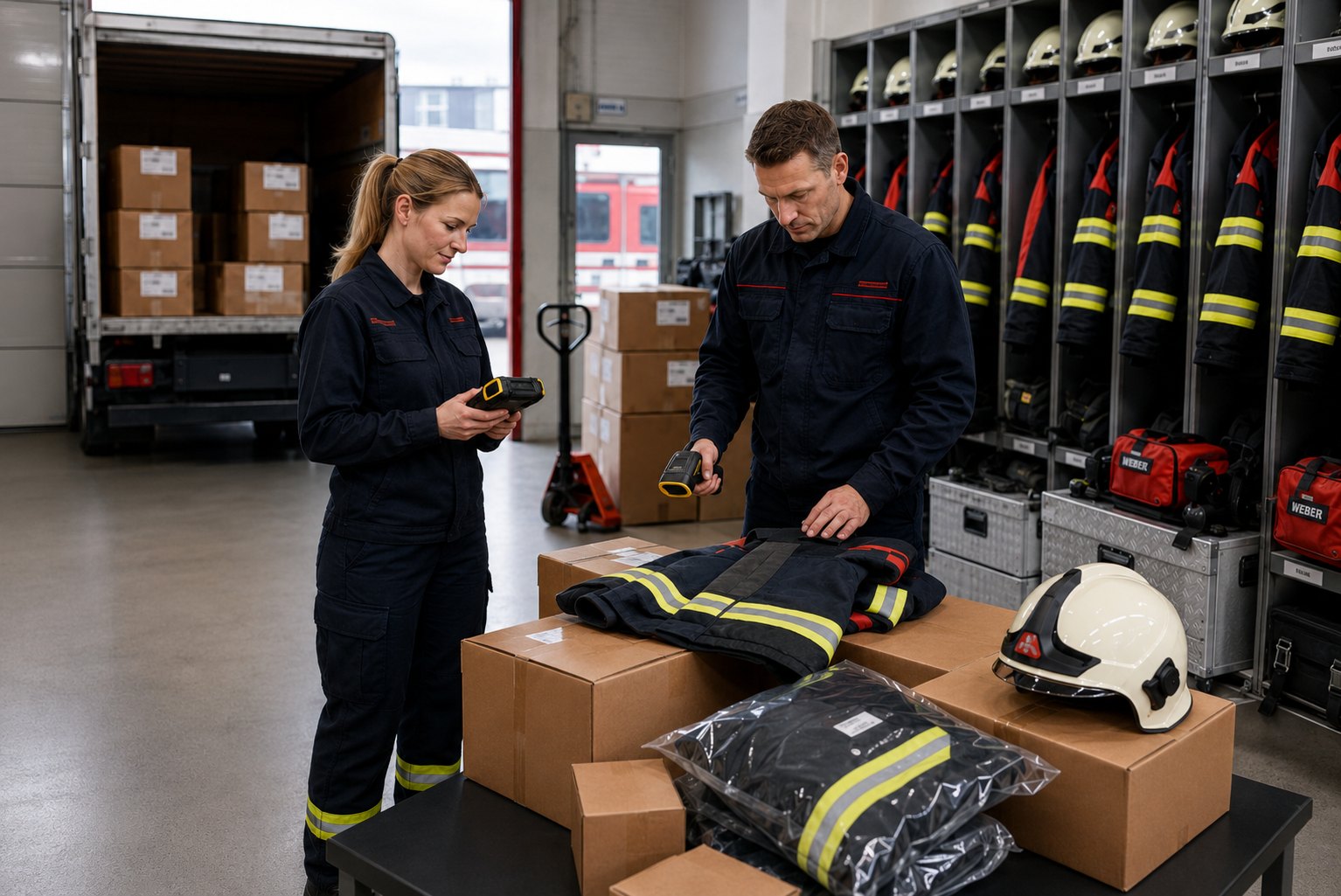 Mobiler Scanner bei der Erfassung von Ausrüstung